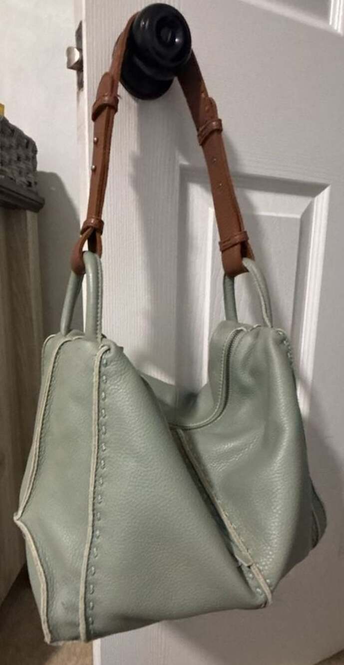 The Sak Los Feliz Hobo in Leather, Lined Shoulder Purse, Mushroom Suede